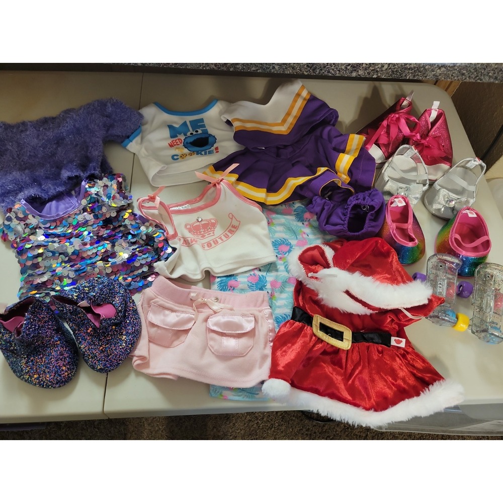 Build A Bear BABW Clothing Lot Tops Bottoms Santa Accessories Shoes Lot